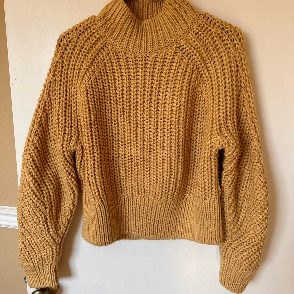 H&M Orange Chunky Knit Turtleneck Sweater